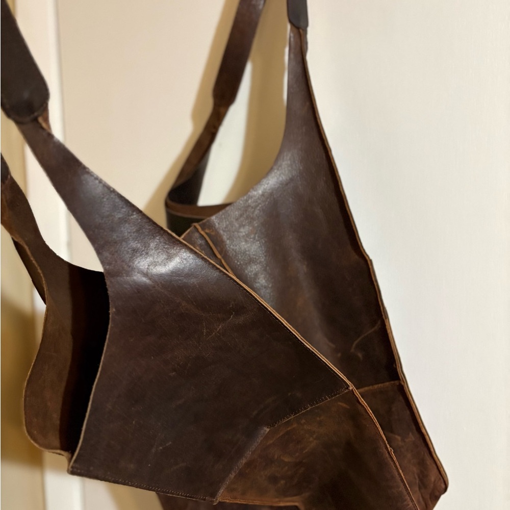 Large Leather Patchwork Boho Style Bag - image 2